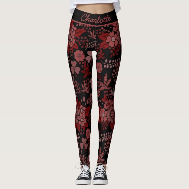 Colourful floral seamless pattern personalised nam leggings (Front)