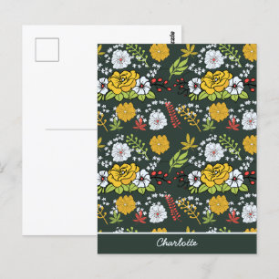Colourful floral seamless pattern personalised nam postcard