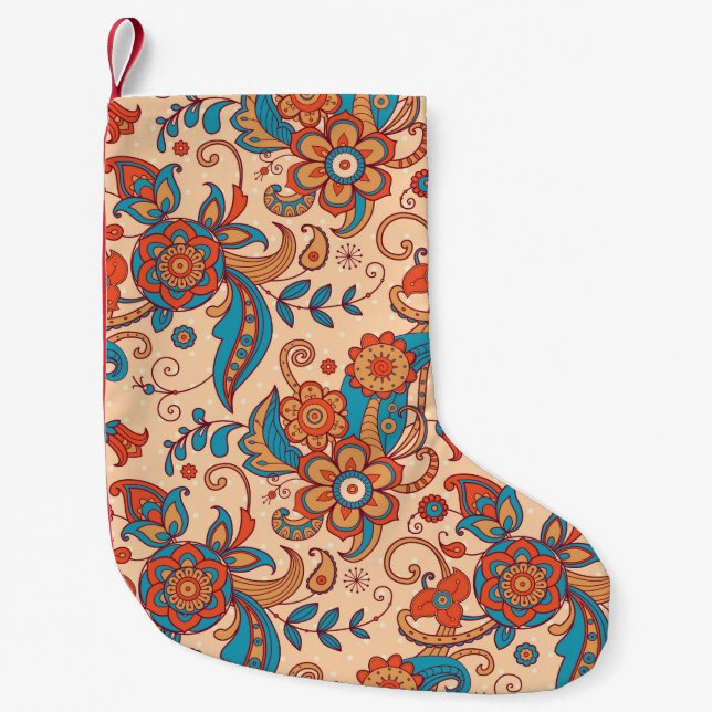 Colourful floral seamless pattern small christmas stocking (Front)