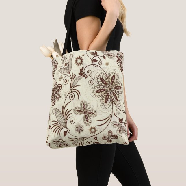 Colourful Floral Seamless Pattern Tote Bag (Close Up)