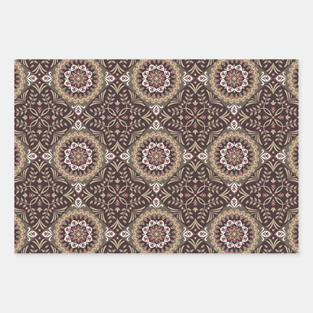 Colourful Floral Seamless Pattern Wrapping Paper Sheet (Front)