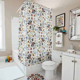Colourful floral shower curtain