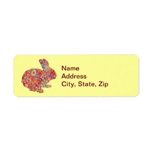 Colourful Floral Silhouette Bunny Address Labels