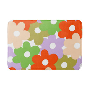 Colourful Floral Simple Tropical Flower Pattern Bath Mat