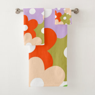 Colourful Floral Simple Tropical Flower Pattern Bath Towel Set