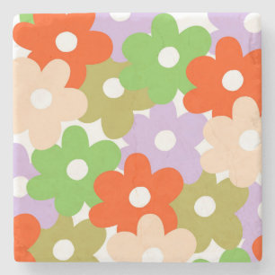 Colourful Floral Simple Tropical Flower Pattern Stone Coaster