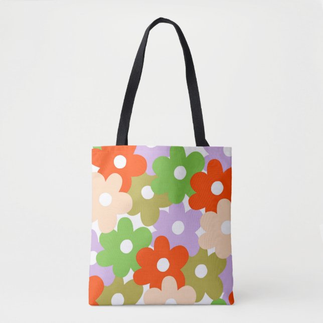 Colourful Floral Simple Tropical Flower Pattern  Tote Bag (Front)