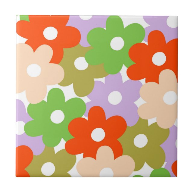 Colourful Floral Simple Tropical Flower Pattern Vi Ceramic Tile (Front)