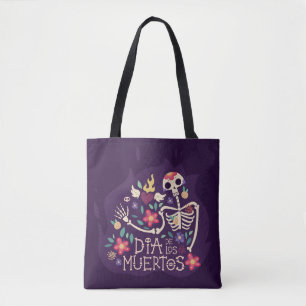 Colourful Floral Skull Dia de Muertos   Tote Bag