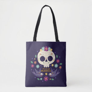 Colourful Floral Skull Dia de Muertos   Tote Bag