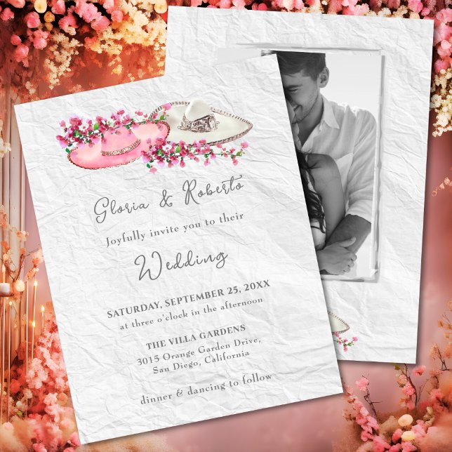 Colourful Floral Sombrero Mexican Wedding Invitation (Creator Uploaded)