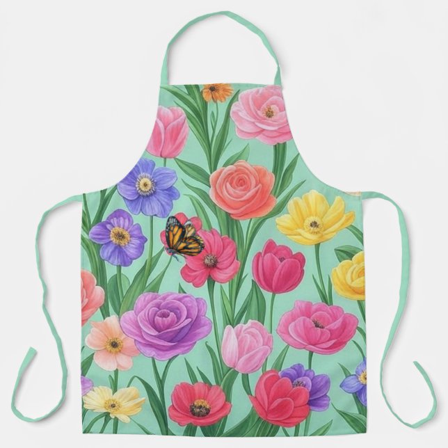 Colourful Floral/Spring Rose Apron (Front)