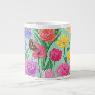 Colourful Floral/Spring Rose Large Coffee Mug