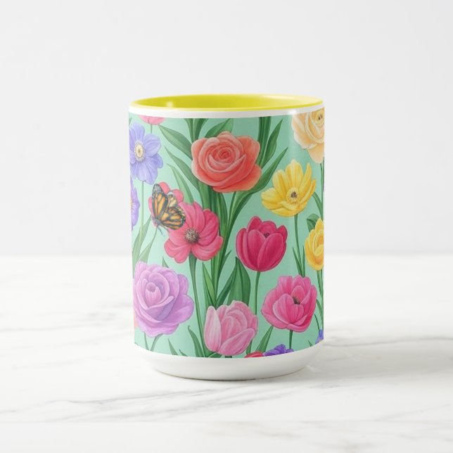 Colourful Floral/Spring Rose Mug (Center)