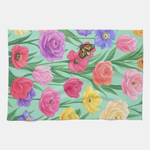 Colourful Floral/Spring Rose Tea Towel