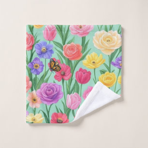 Colourful Floral/Spring Rose Wash Cloth