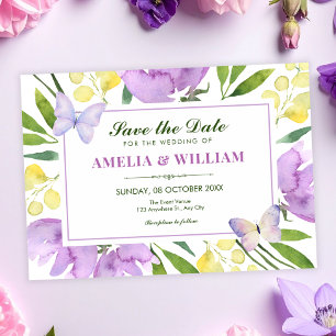 Colourful floral spring wedding save the date