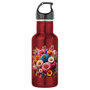 Colourful Floral/Spring Zinnia/Rose 532 Ml Water Bottle