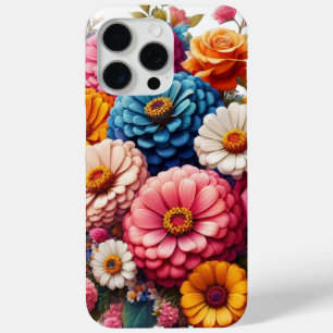 Colourful Floral/Spring Zinnia/Rose iPhone 15 Pro Max Case