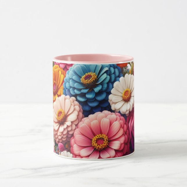 Colourful Floral/Spring Zinnia/Rose Mug (Center)