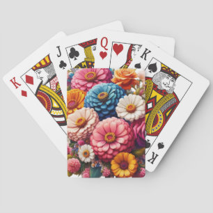 Colourful Floral/Spring Zinnia/Rose Playing Cards