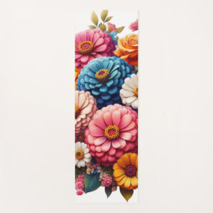 Colourful Floral/Spring Zinnia/Rose Yoga Mat