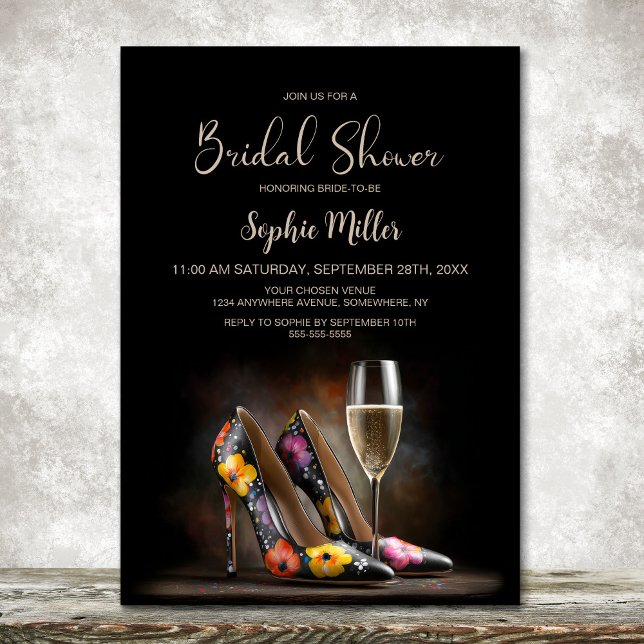 Colourful Floral Stiletto Shoes Bridal Shower Invitation (Creator Uploaded)
