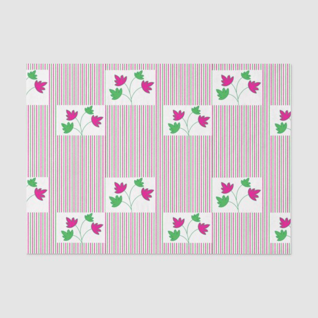 Colourful Floral Stripes  Tissue Paper (Front)