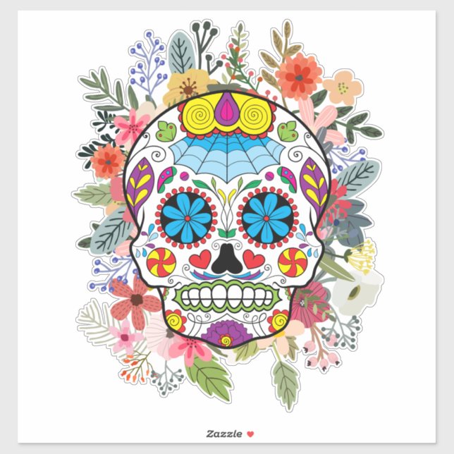 Colourful Floral Sugar Skull (Sheet)