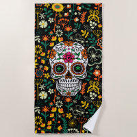 Colourful floral Sugar Skull Illustration