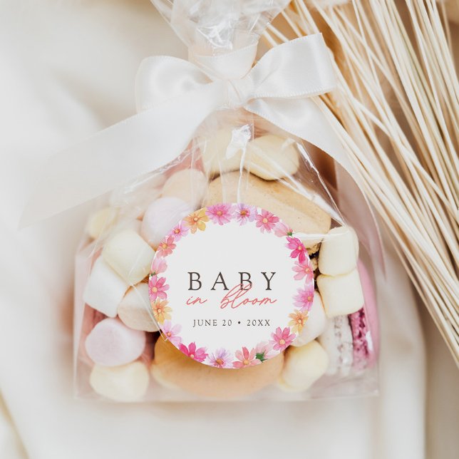 Colourful Floral Summer Baby in Bloom Wildflower Classic Round Sticker (Creator Uploaded)