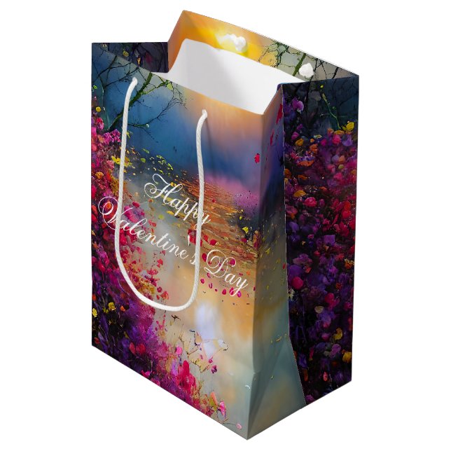 Colourful floral sunset valentine  medium gift bag (Front Angled)