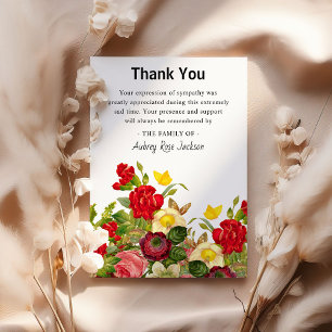 Colourful Floral Sympathy Funeral Thank You Announcement