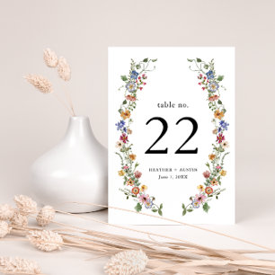 Colourful Floral Table Number