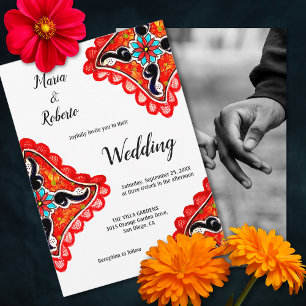 Colourful Floral Talavera Art Mexican Wedding Invitation