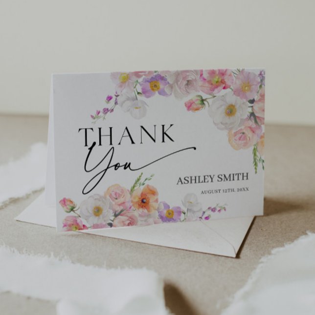 Colourful Floral  Thank You Card (Creator Uploaded)