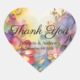Colourful Floral Thank you Stickers