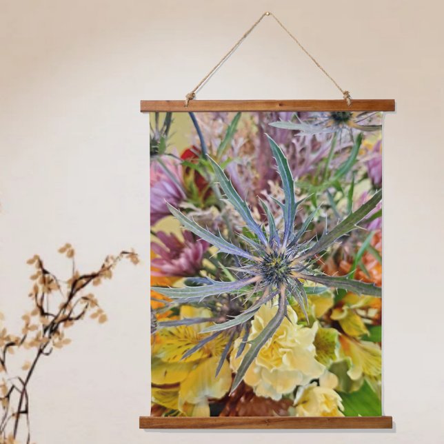 Colourful Floral Thistle and Flowers Botanical Hanging Tapestry (Creator Uploaded)