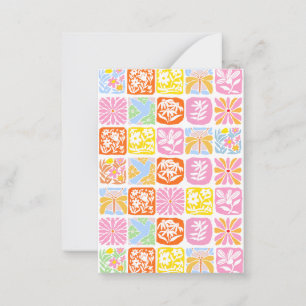 Colourful Floral Tile Botanical Folk Whimsical Card