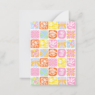 Colourful Floral Tile Botanical Folk Whimsical Card