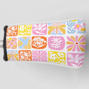 Colourful Floral Tile Botanical Folk Whimsical Golf Head Cover