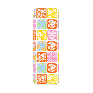  Colourful Floral Tile Botanical Folk Whimsical  Return Address Label