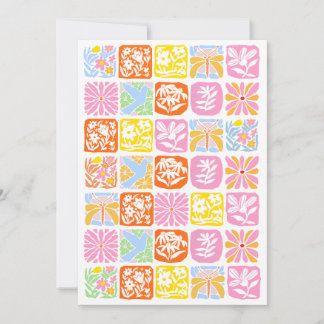 Colourful Floral Tile Botanical Folk Whimsical Save The Date