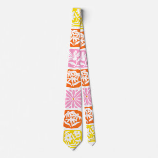  Colourful Floral Tile Botanical Folk Whimsical  Tie