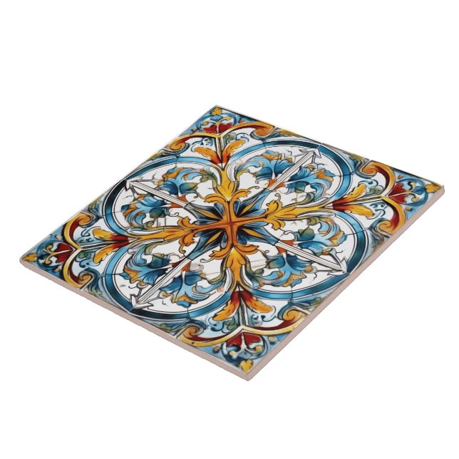 Colourful Floral Tile Design (Side)