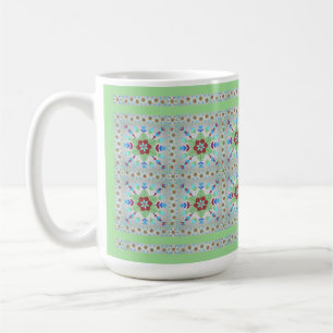 Colourful Floral Tile Pattern Mug (green)