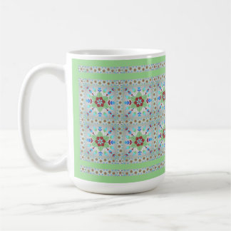 Colourful Floral Tile Pattern Mug (green)