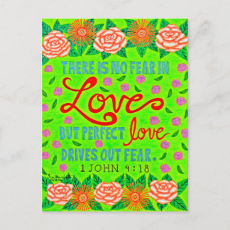 Colourful Floral Typography Bible Verse On Love Postcard