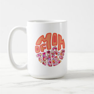 Colourful Floral Typography Mum Of Three Birthday Coffee Mug