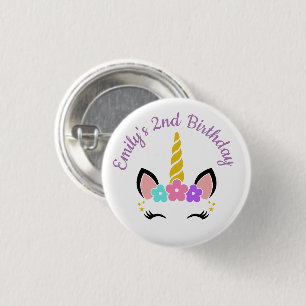 Colourful Floral Unicorn Birthday 3 Cm Round Badge